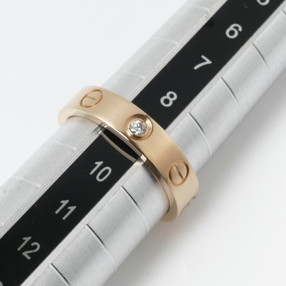 CARTIER K18PG Pink Gold Mini Love 1PD Ring B4050749 Diamond 49 4.2g Ladies - Picture 6 of 7